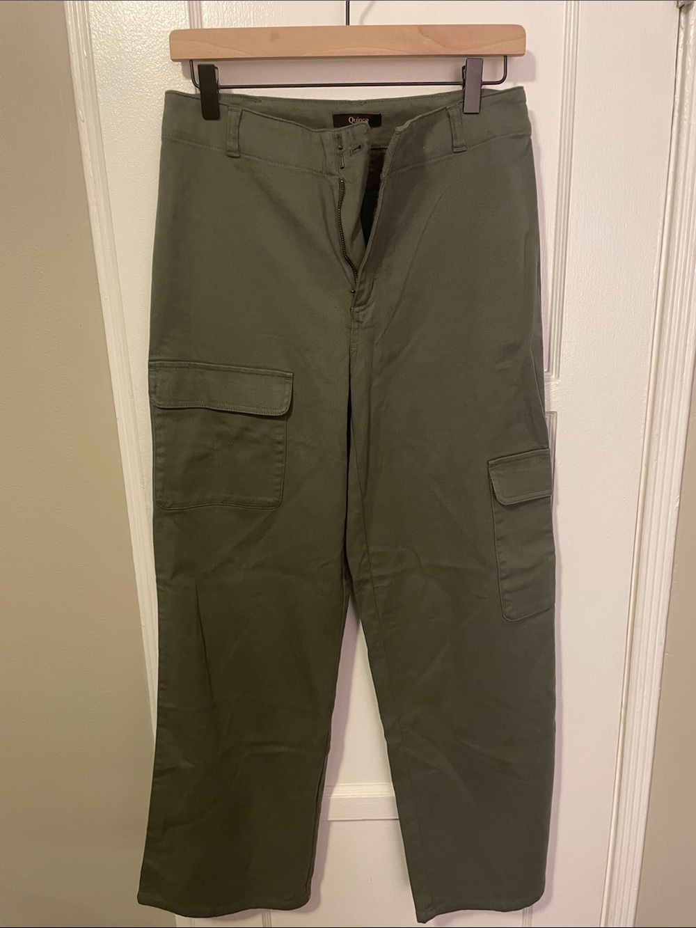 Quince Olive Cargo Pants with Patch Pockets